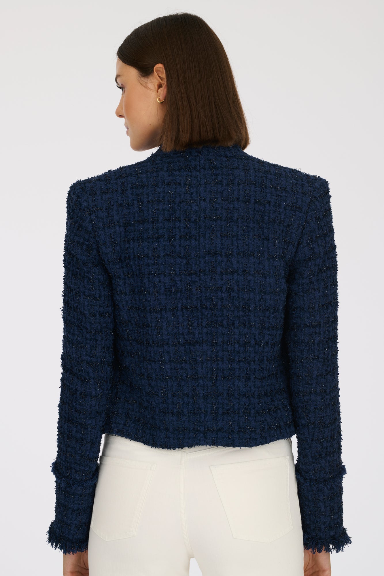 Tweed jacket with officer's collar