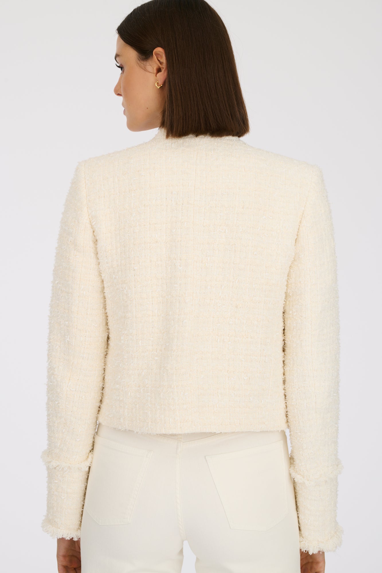 Tweed jacket with officer's collar