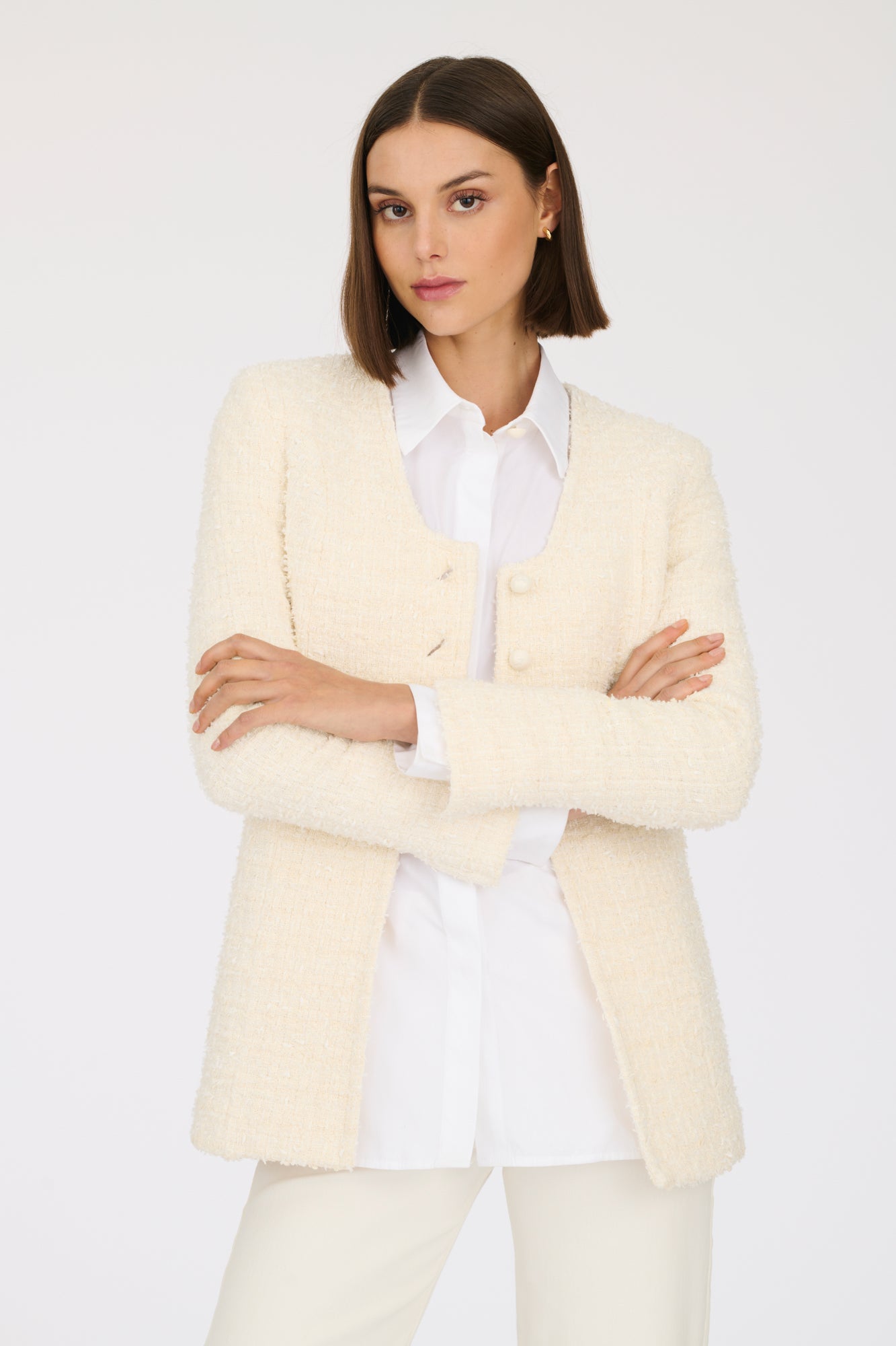 Mid-length tweed jacket
