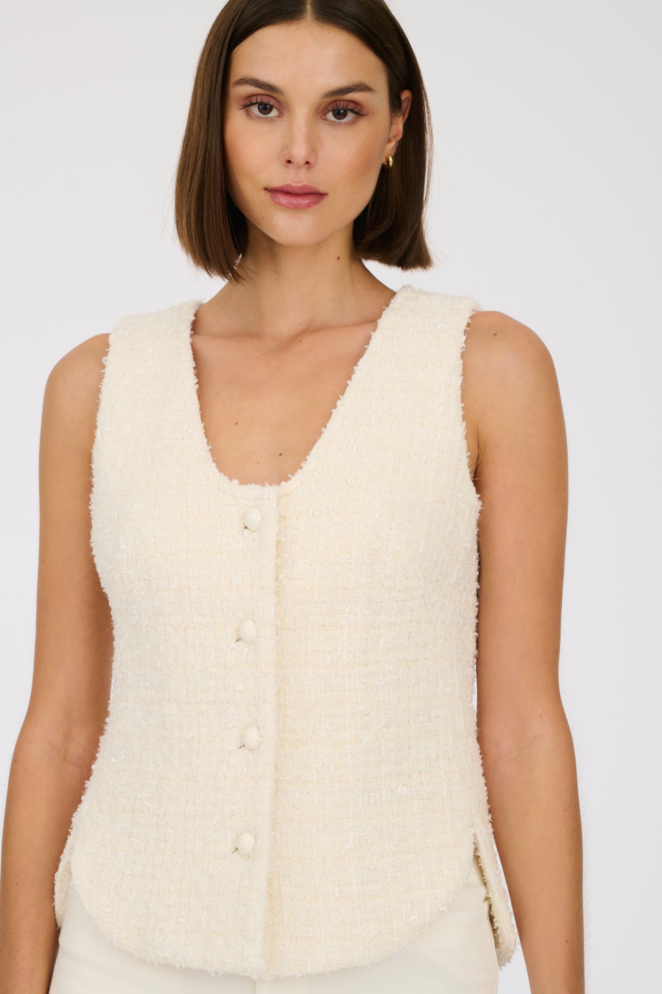 Sleeveless tweed waistcoat