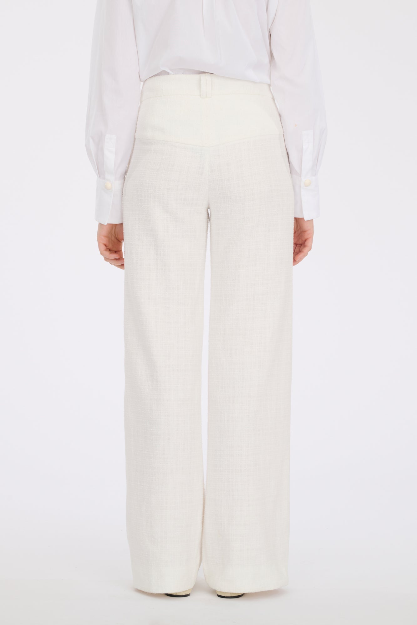 Wide-leg tweed trousers