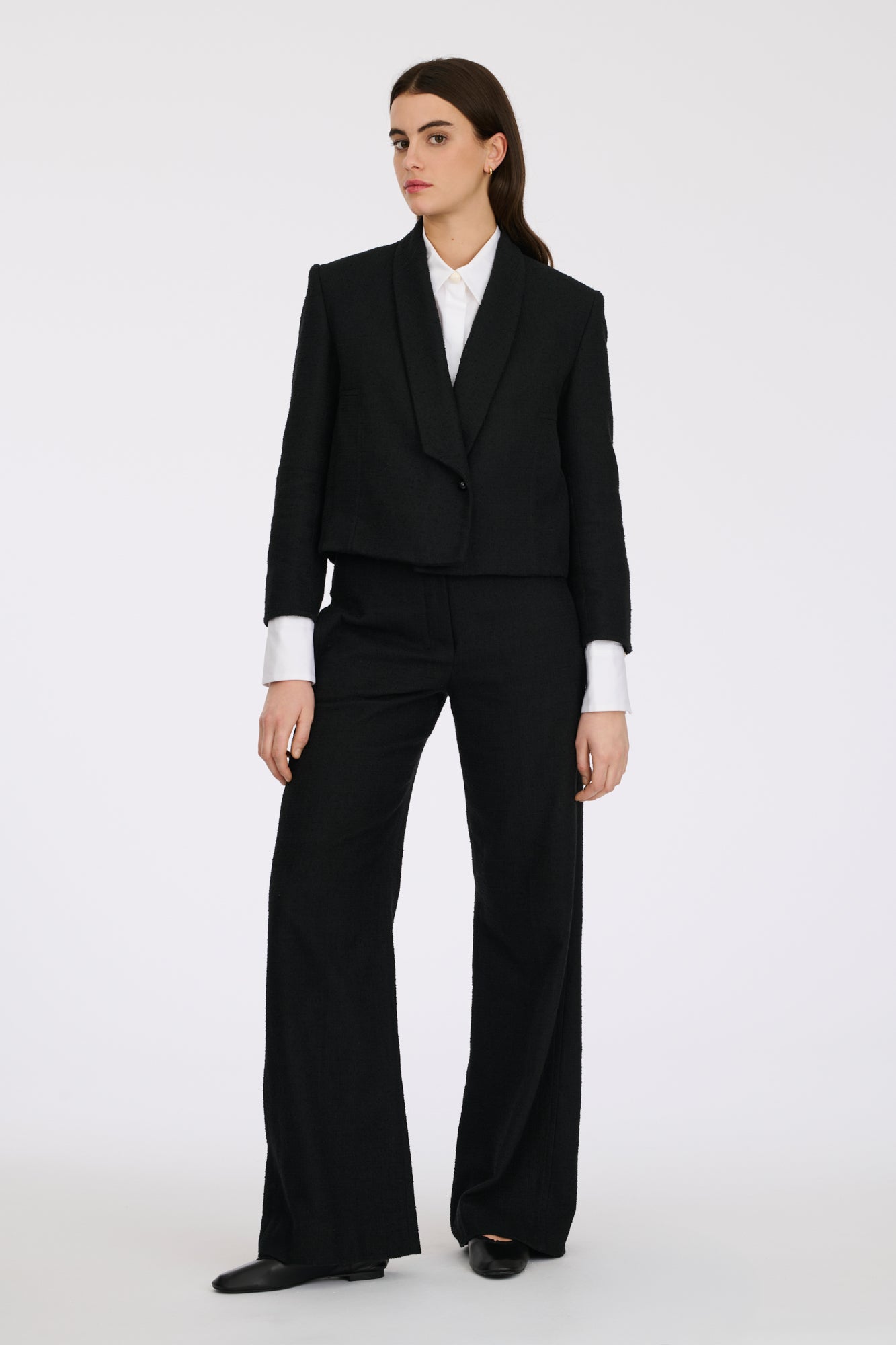 Wide-leg tweed trousers