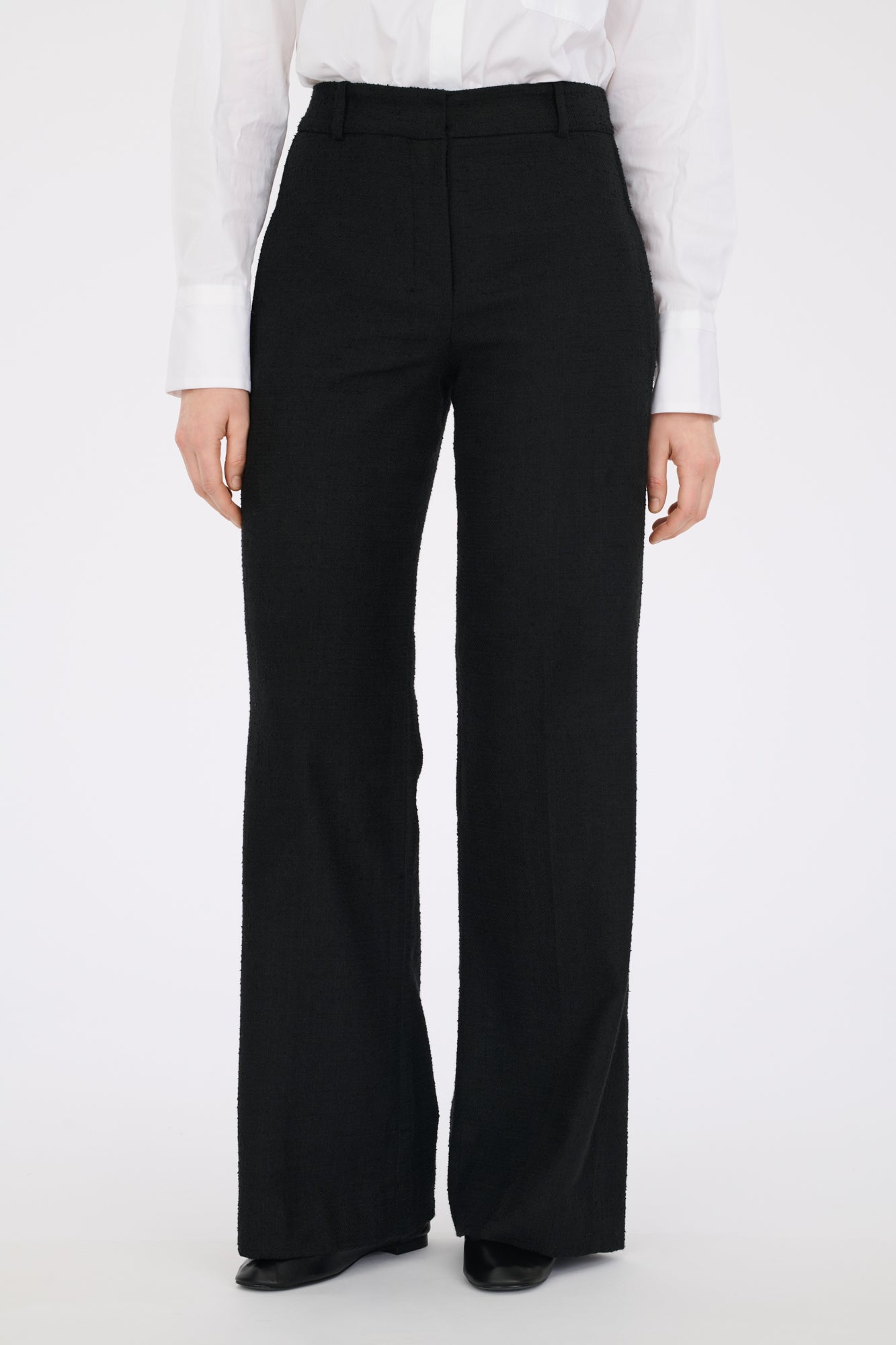 Wide-leg tweed trousers