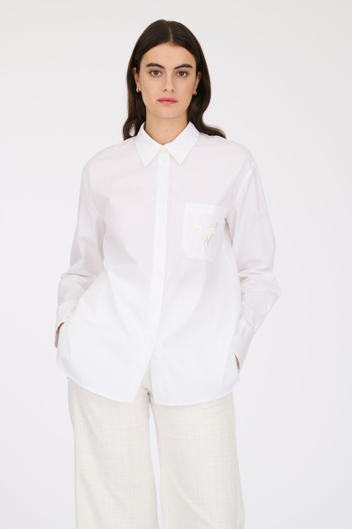 White embroidered poplin blouse