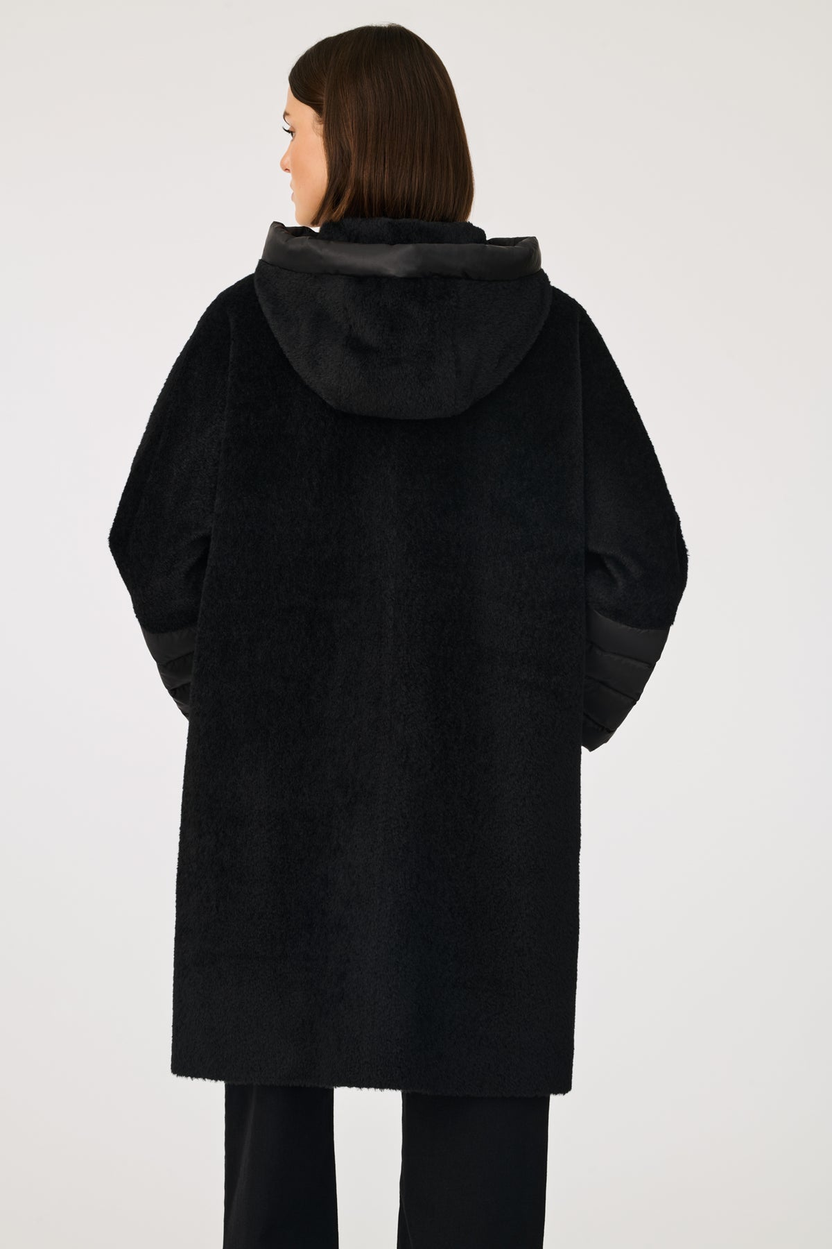 Manteau bi-matière avec capuche