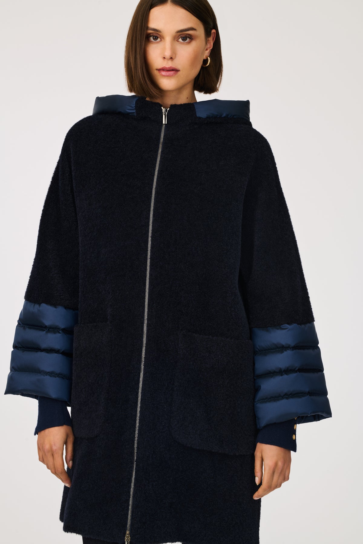 Manteau en laine vierge bi-matière