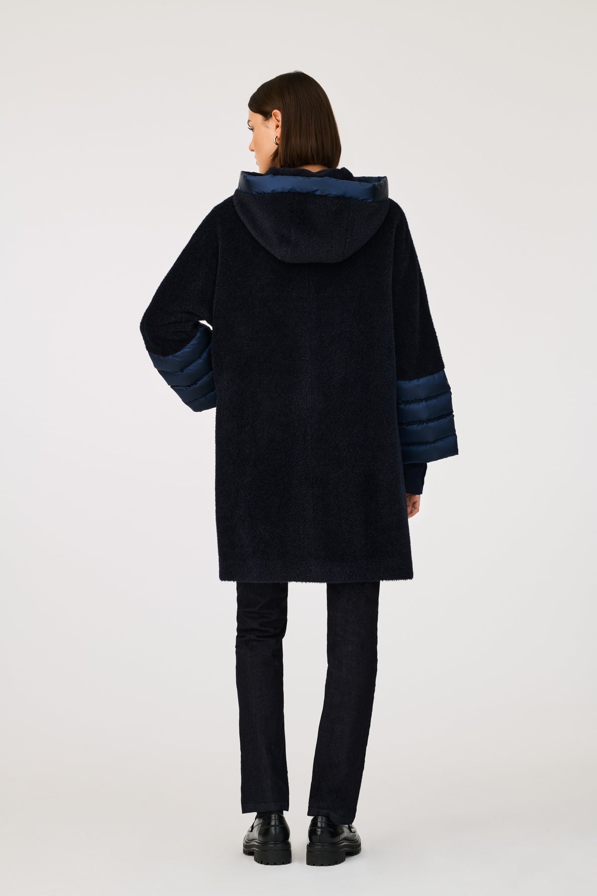Manteau en laine vierge bi-matière