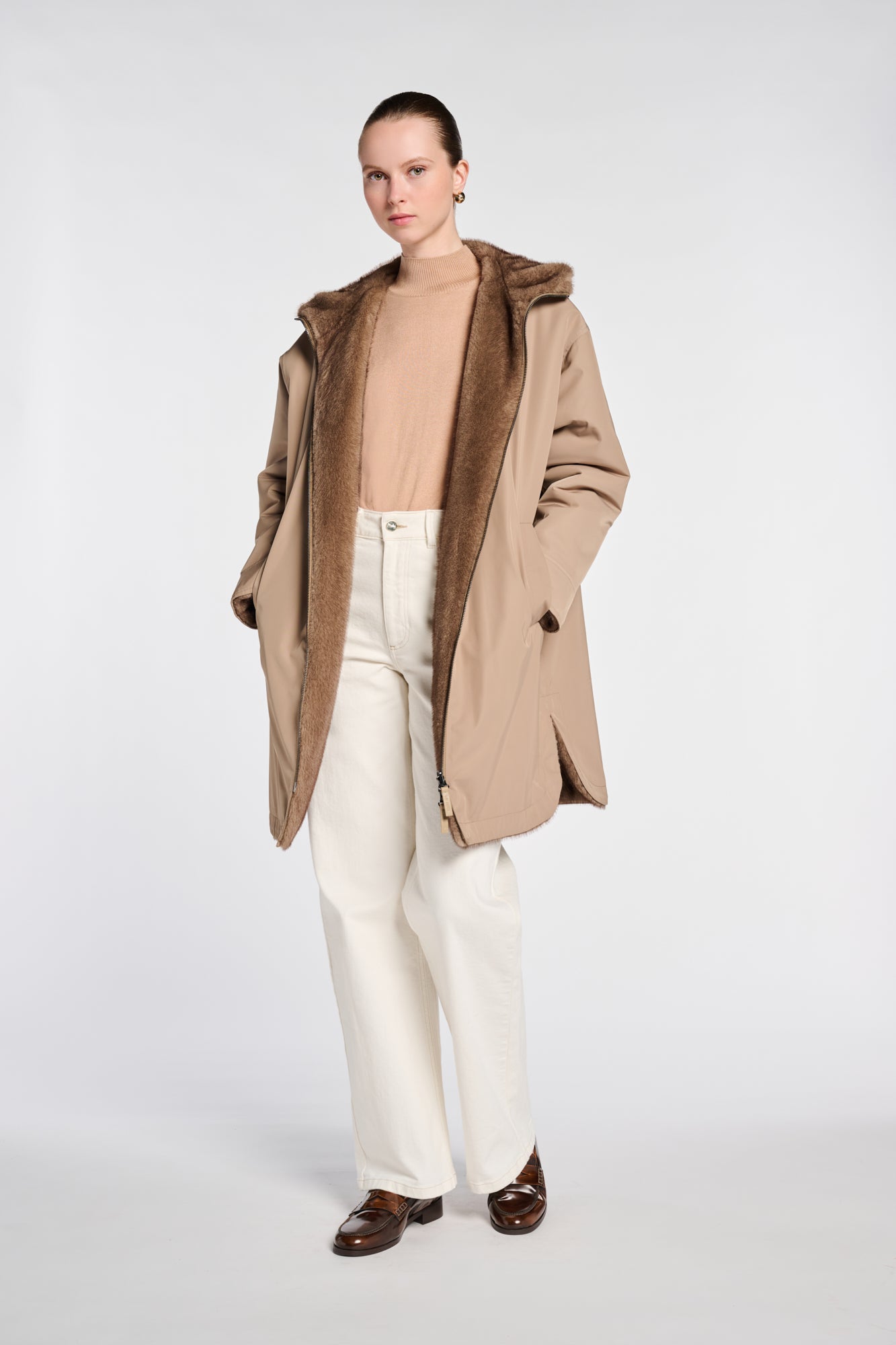 Hooded Parka with Faux Fur