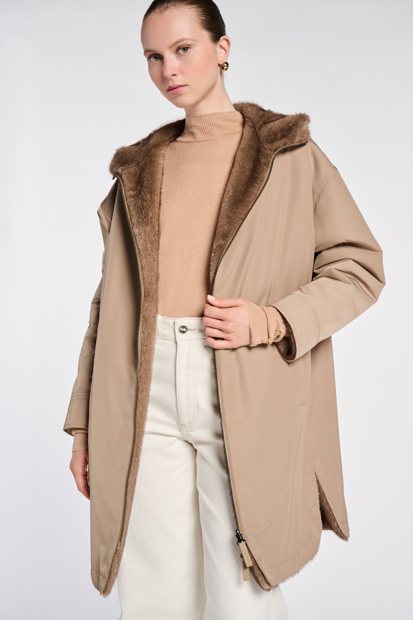 Hooded Parka with Faux Fur