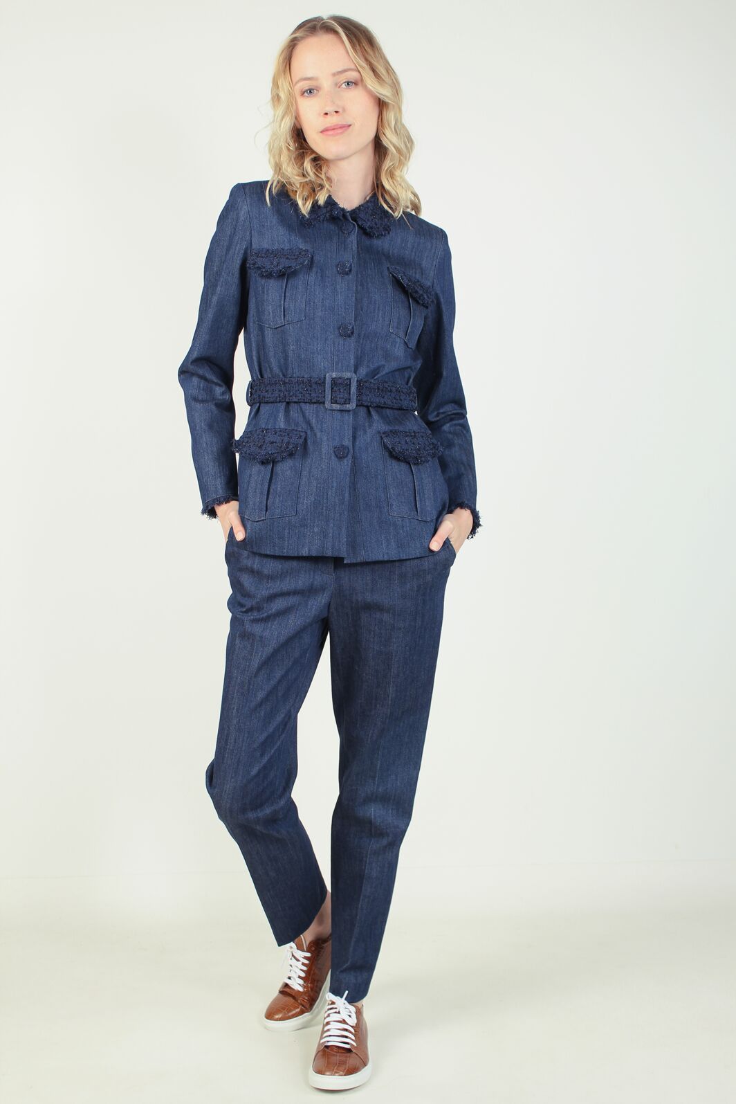 Veste saharienne en coton bleu