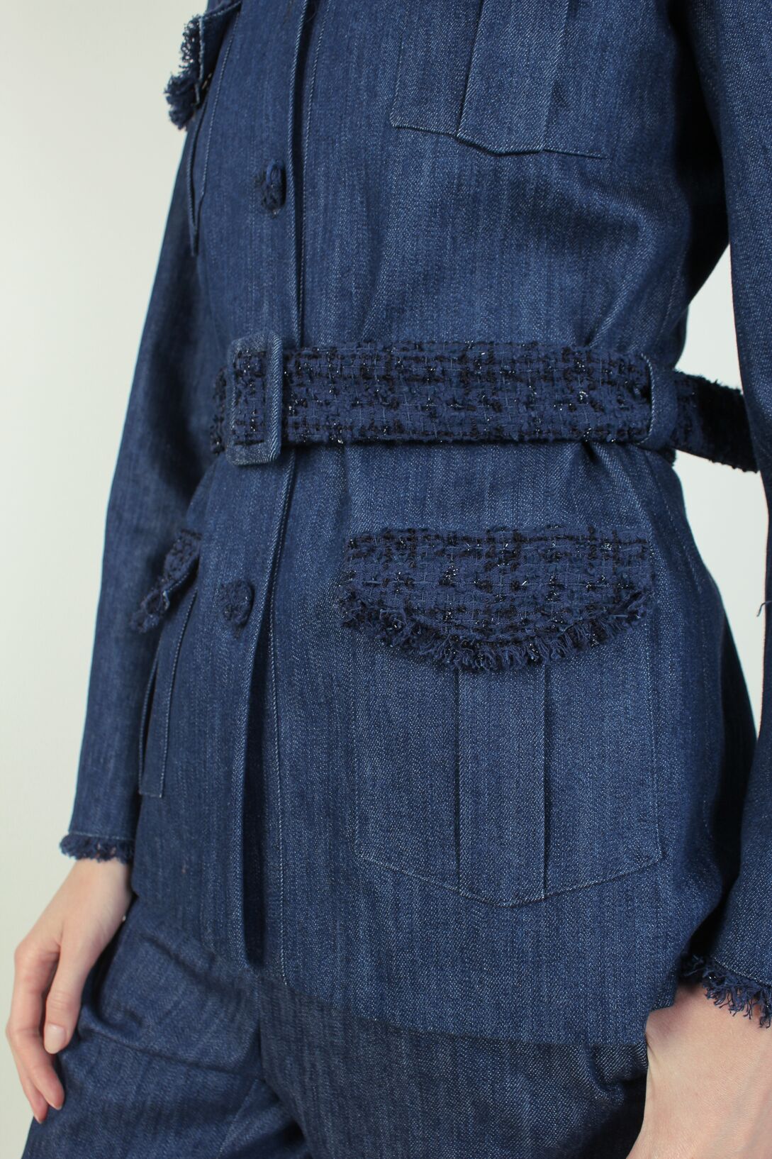 Veste saharienne en coton bleu