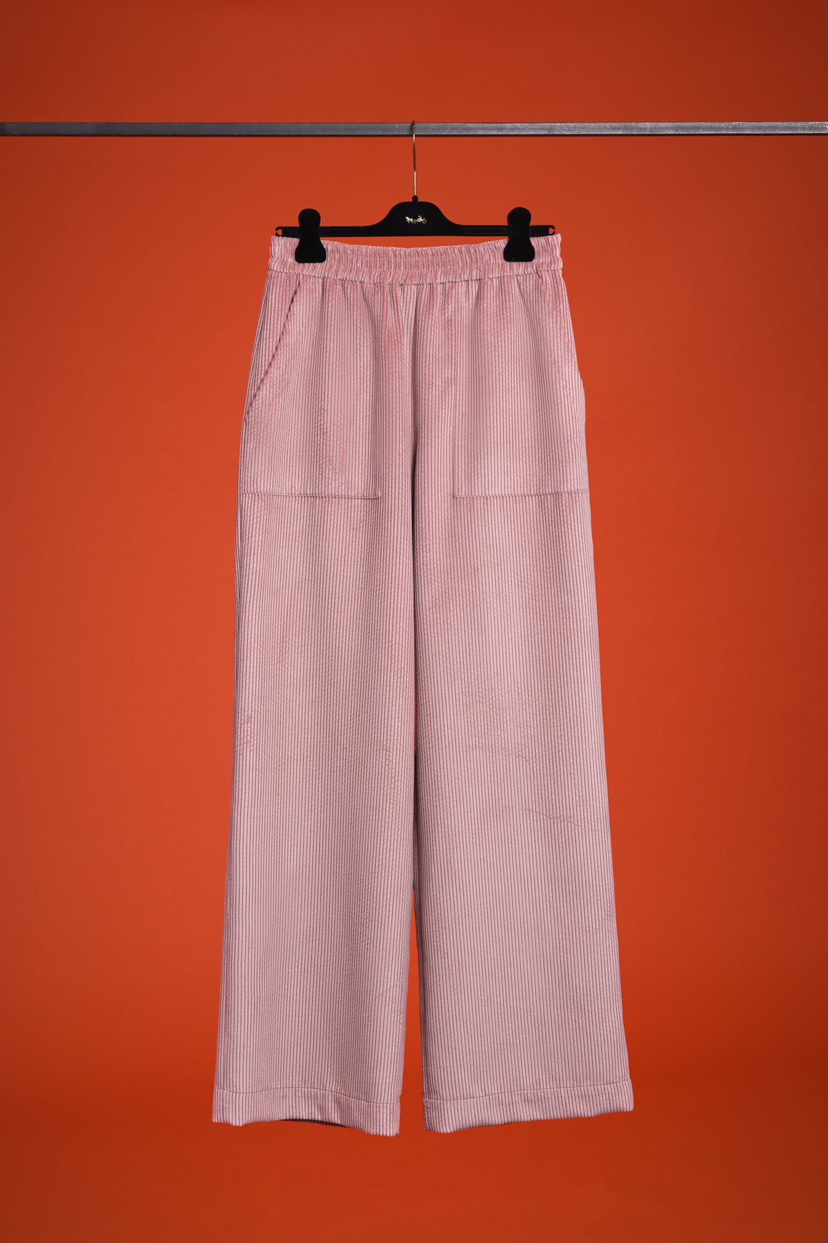 Pantalon large élastiqué en velours côtelé