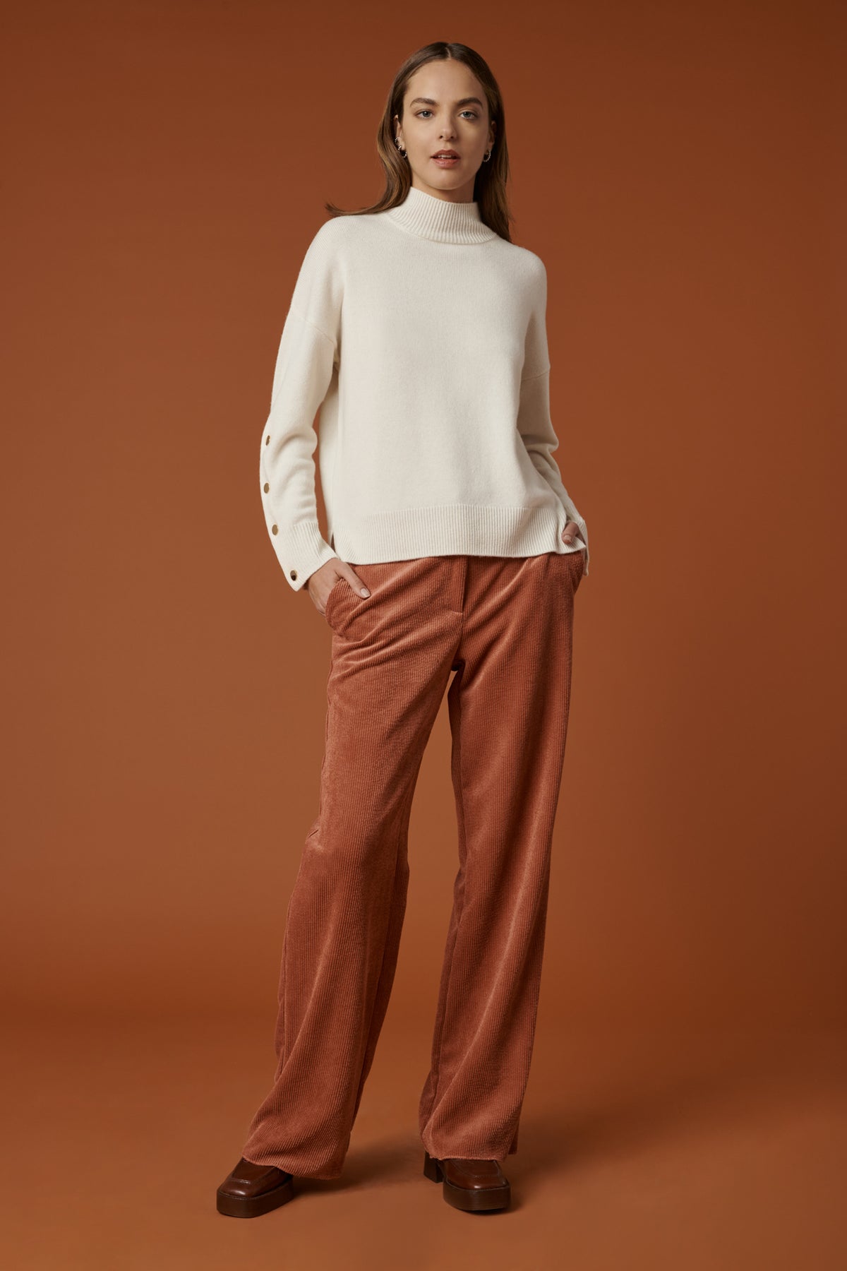 Pantalon large en velours côtelé