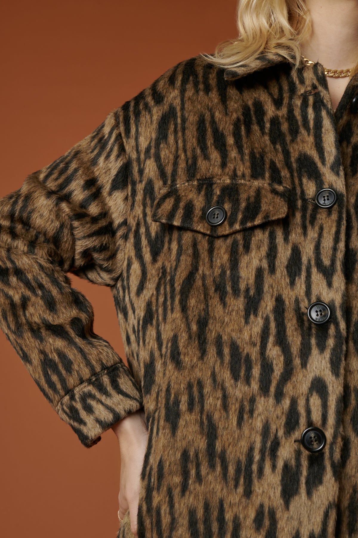 Manteau en laine imprimé leopard