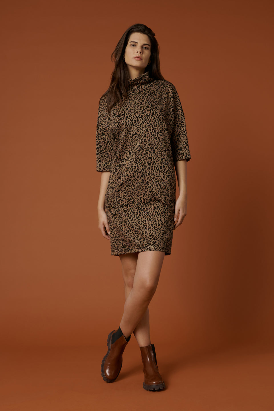 Robe droite en jersey animal