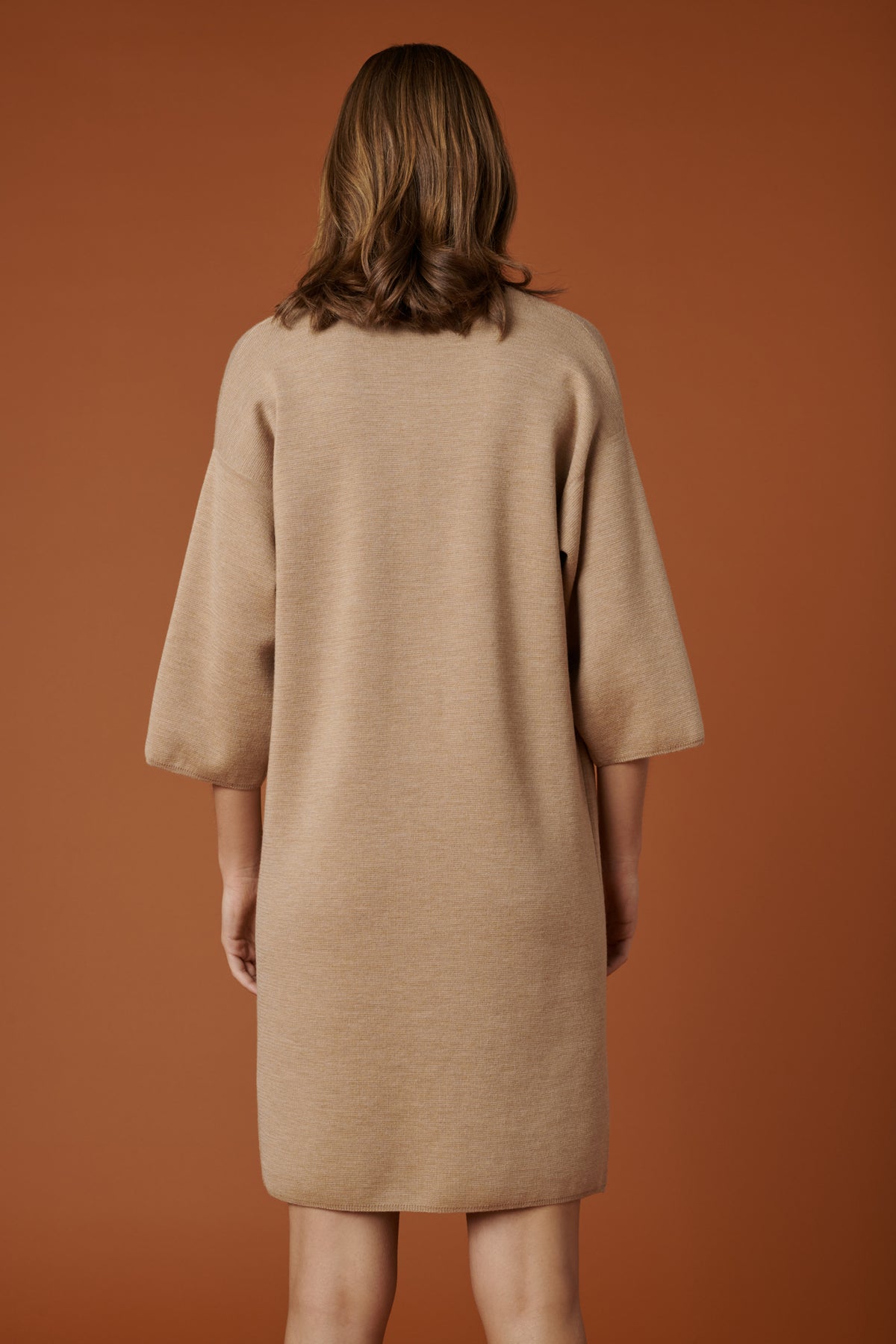 Robe polo manche 3/4 en milano pure laine