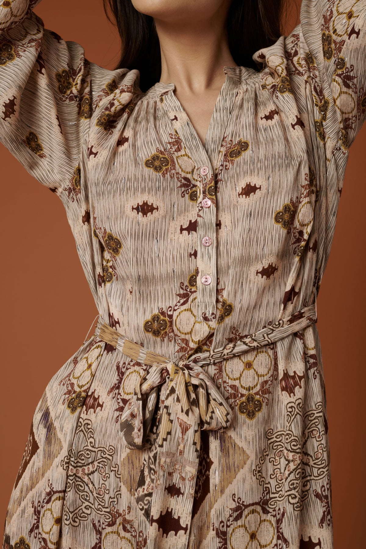Robe midi à imprimé ethnique
