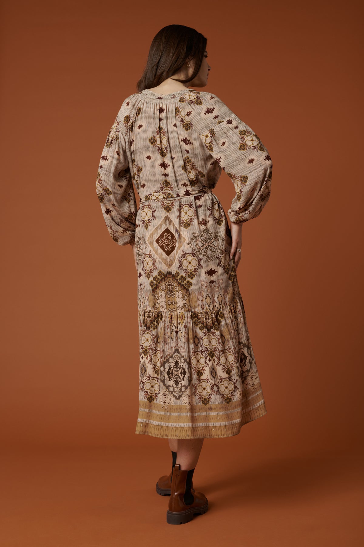 Robe midi à imprimé ethnique