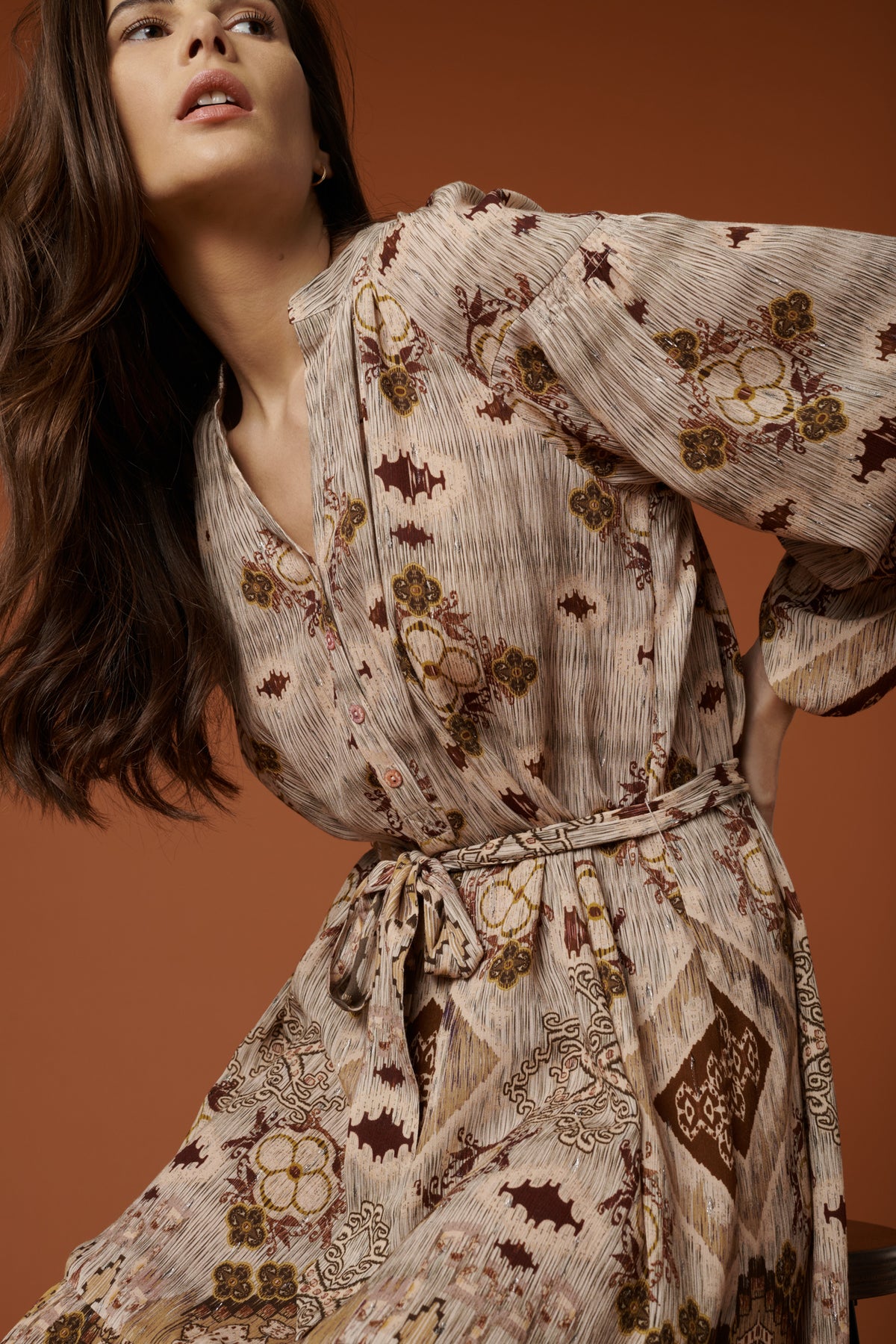 Robe midi à imprimé ethnique
