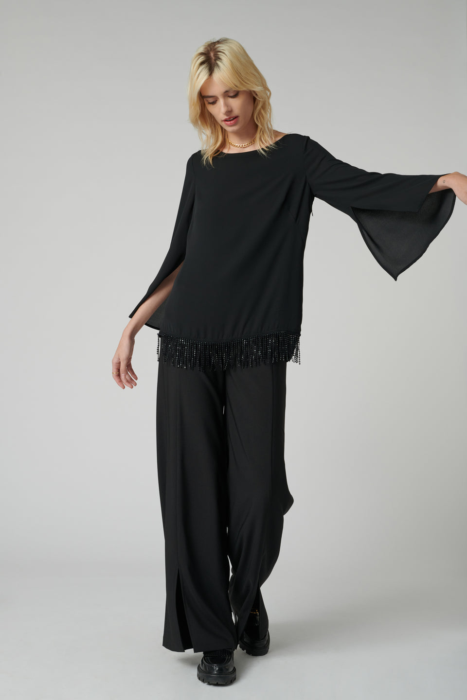 Blouse cocktail à perles