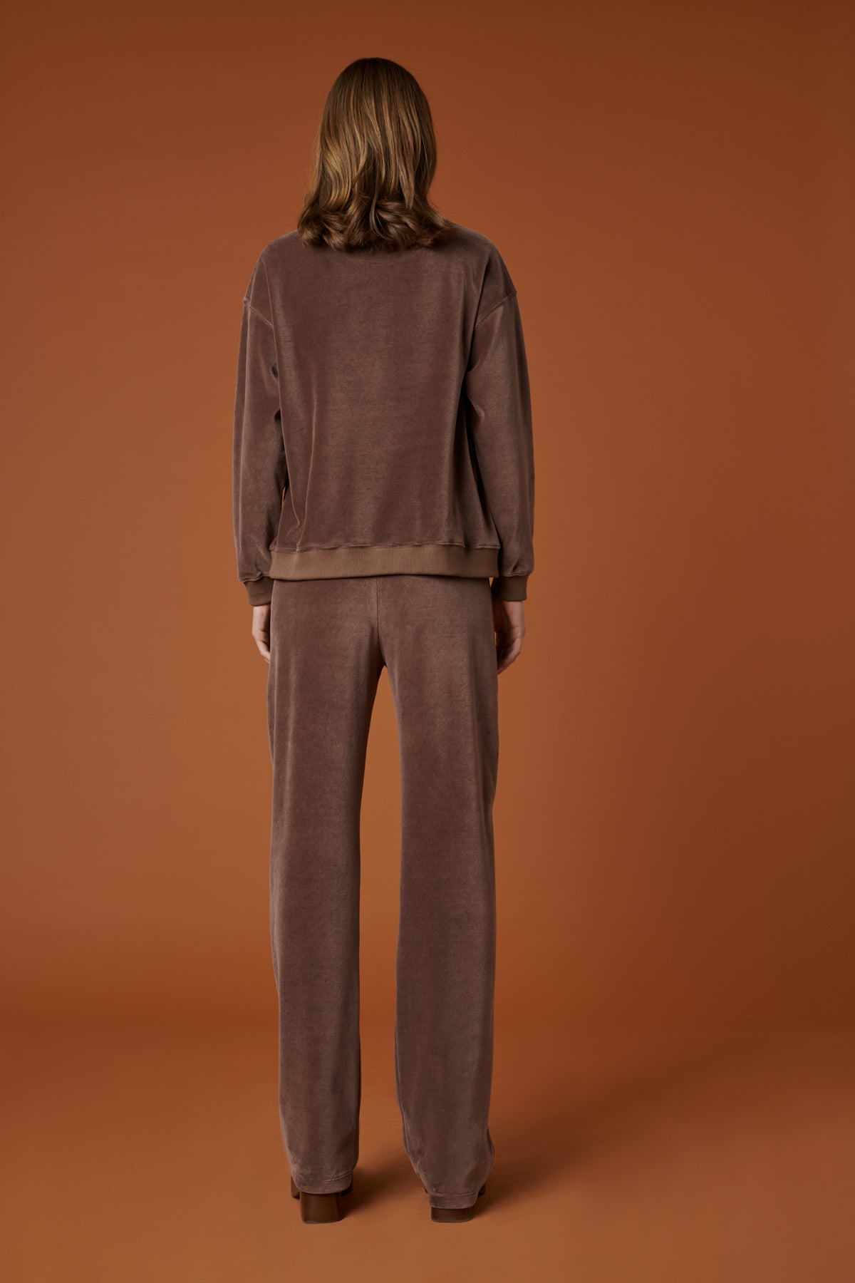 Sweat-shirt en velours éponge taupe