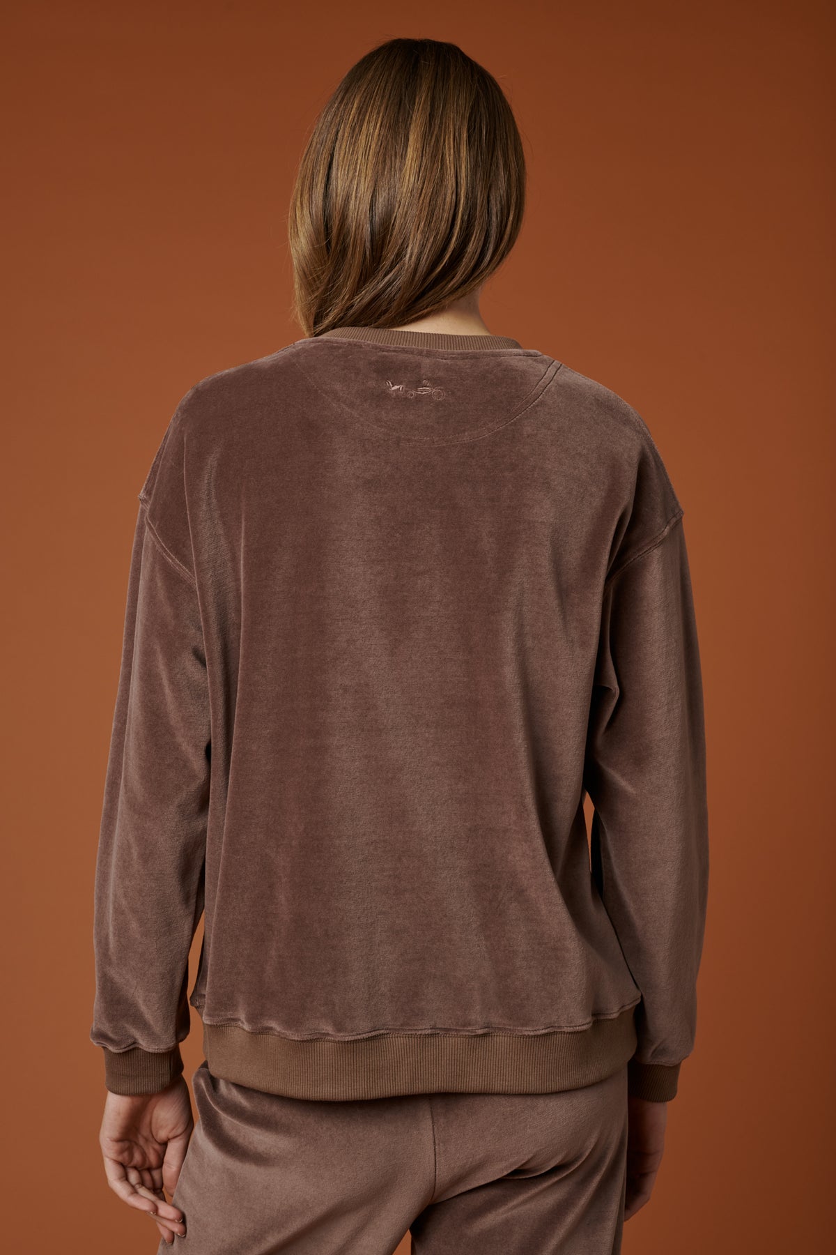 Sweat-shirt en velours éponge taupe