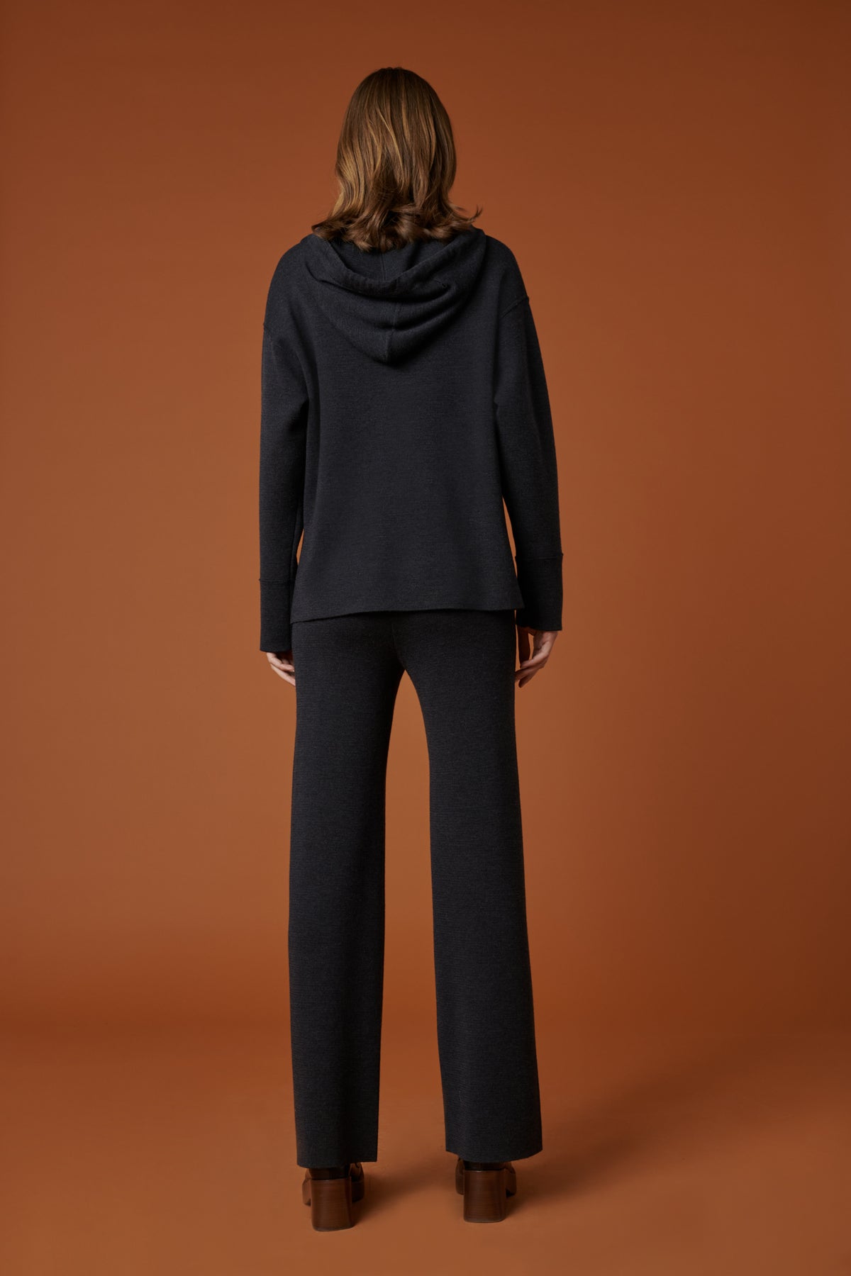 Sweat à capuche milano pure laine anthracite