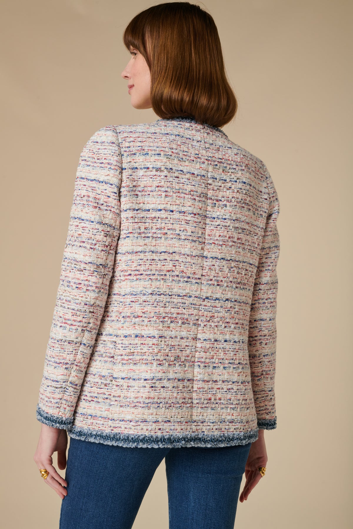 Veste en tweed à galon effet jean