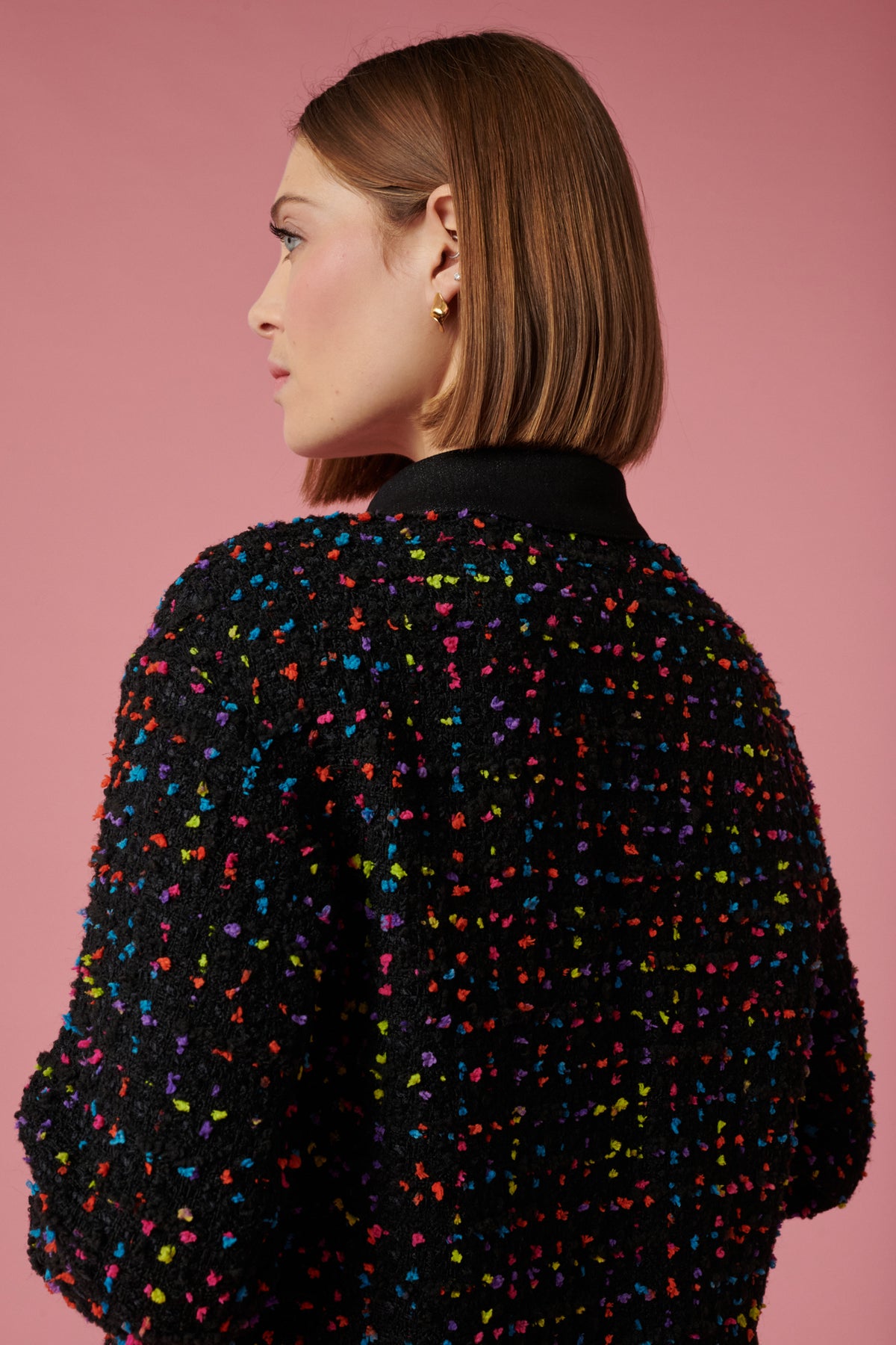 Blouson tweed bi-matière