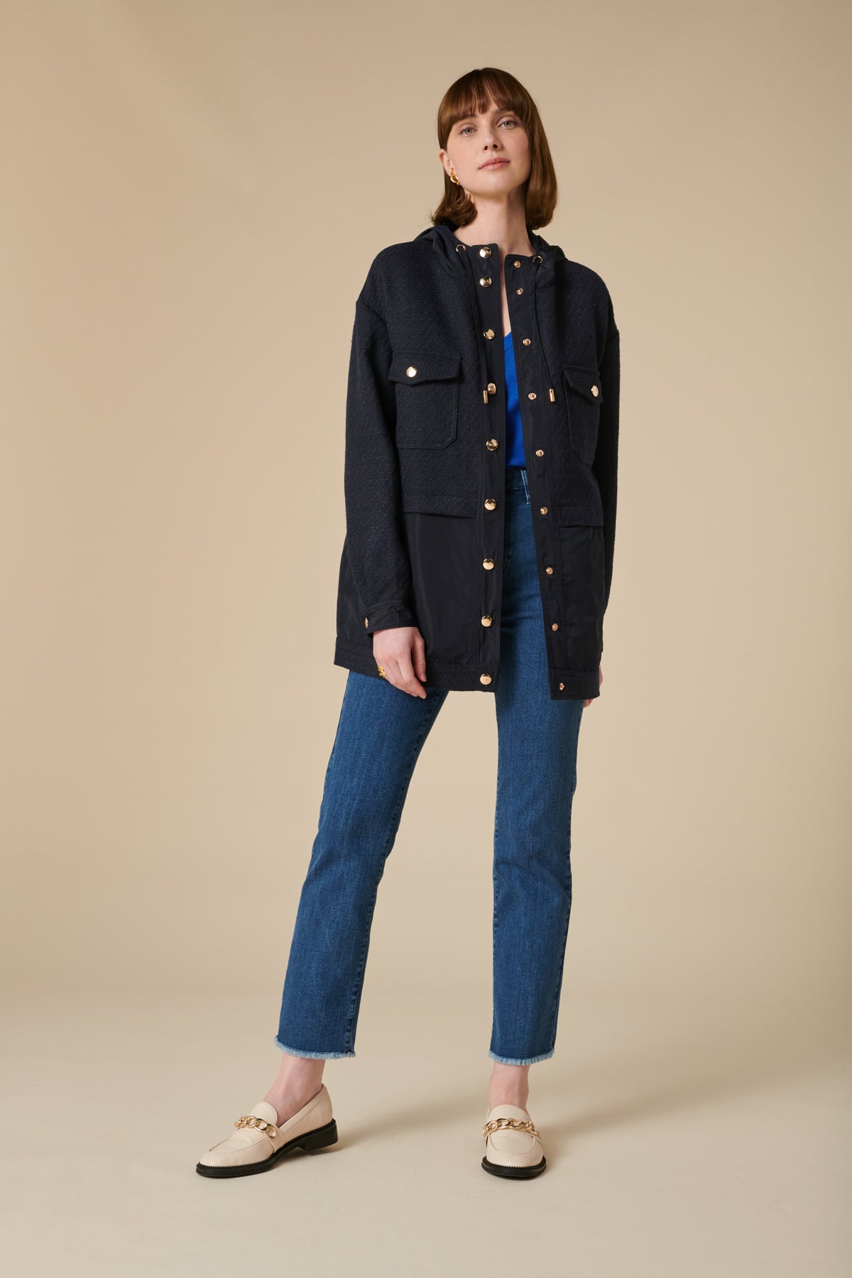 Parka en tweed bimatière