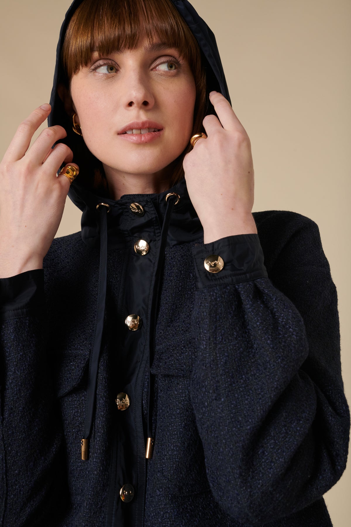 Parka en tweed bimatière