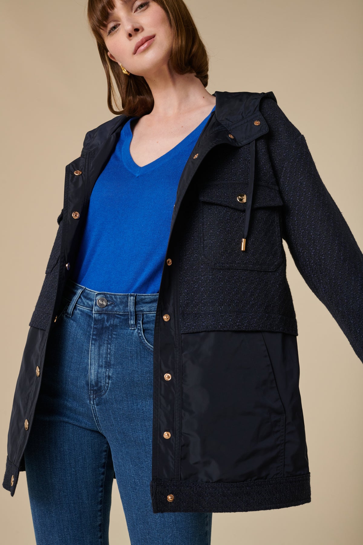 Parka en tweed bimatière