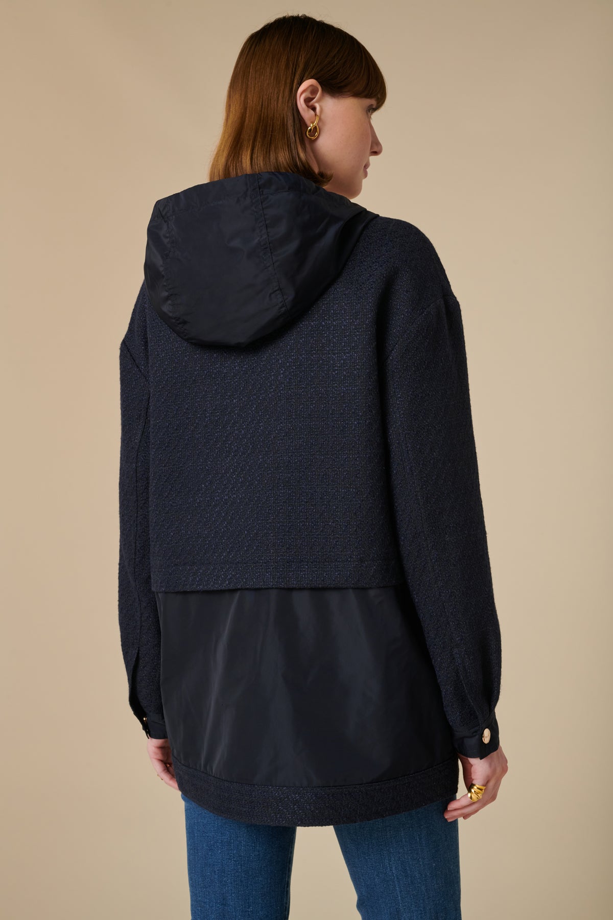 Parka en tweed bimatière