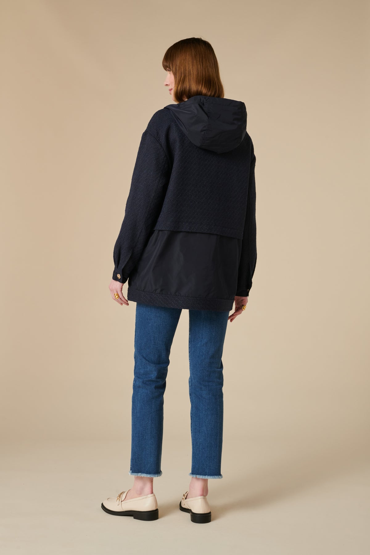 Parka en tweed bimatière