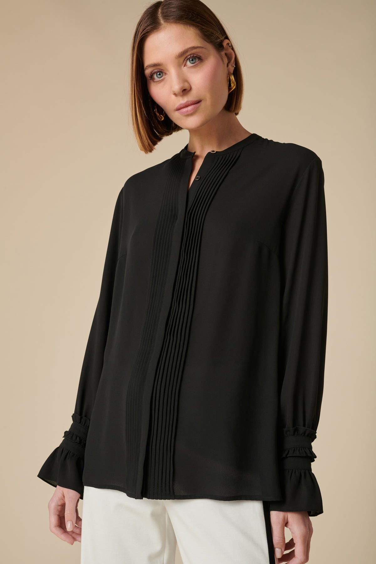 Chemise longue plissé à poignets fantaisie