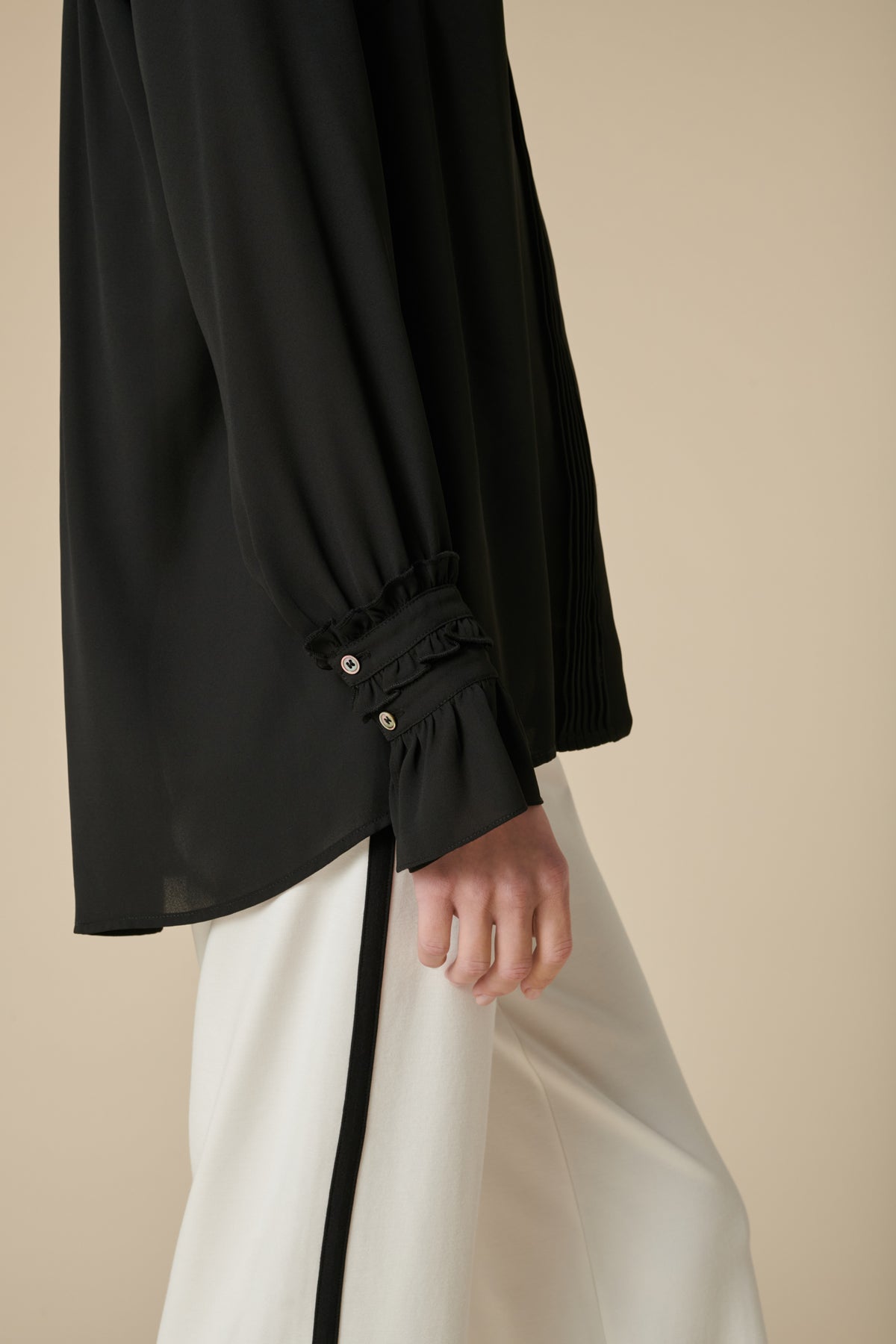 Chemise longue plissé à poignets fantaisie