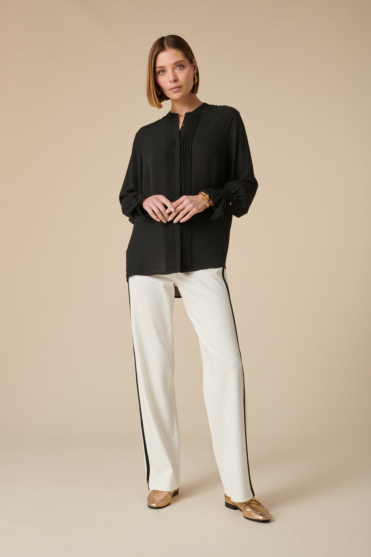 Chemise longue plissé à poignets fantaisie