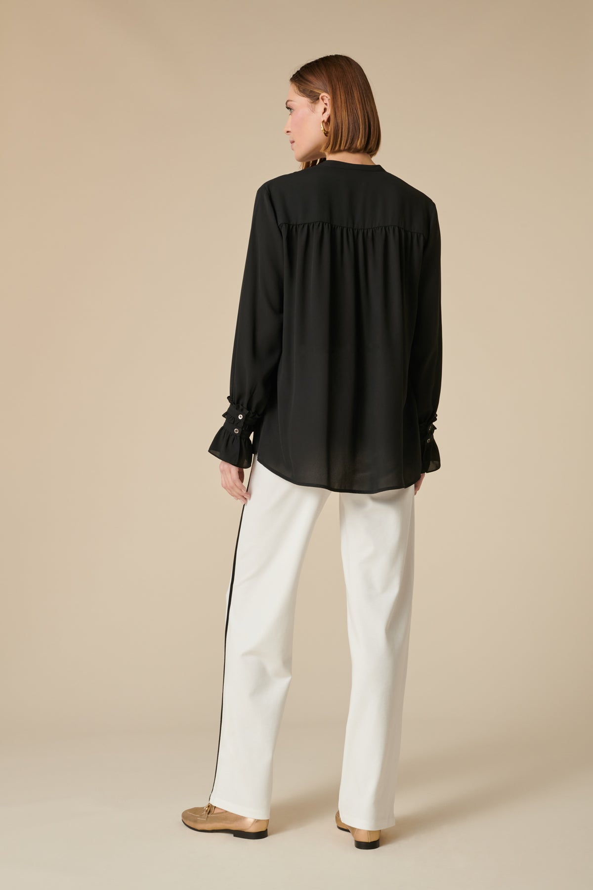 Chemise longue plissé à poignets fantaisie
