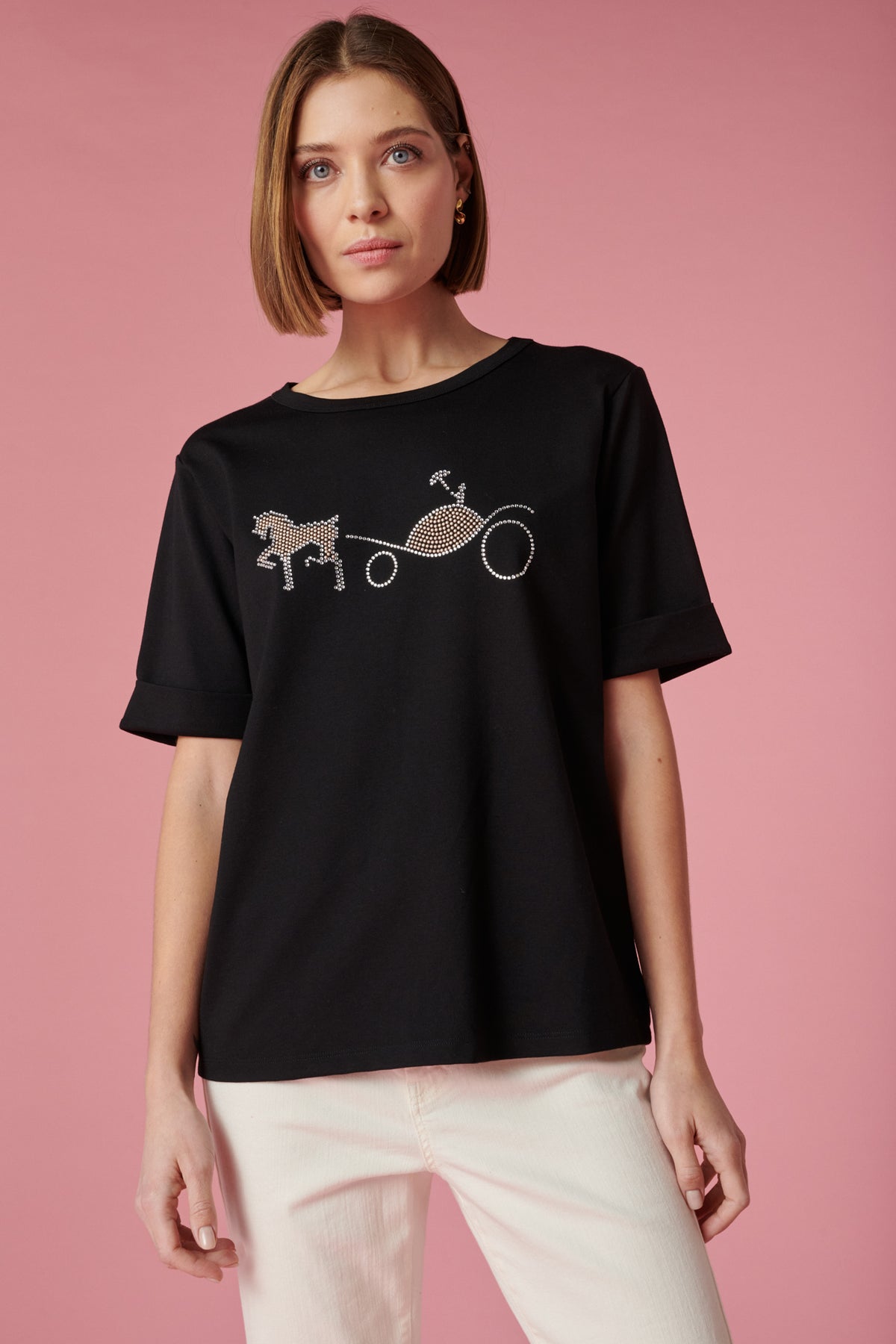 T-shirt logo strass et studs