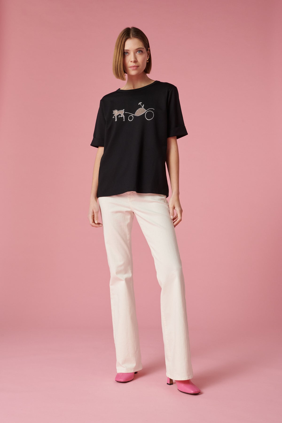 T-shirt logo strass et studs