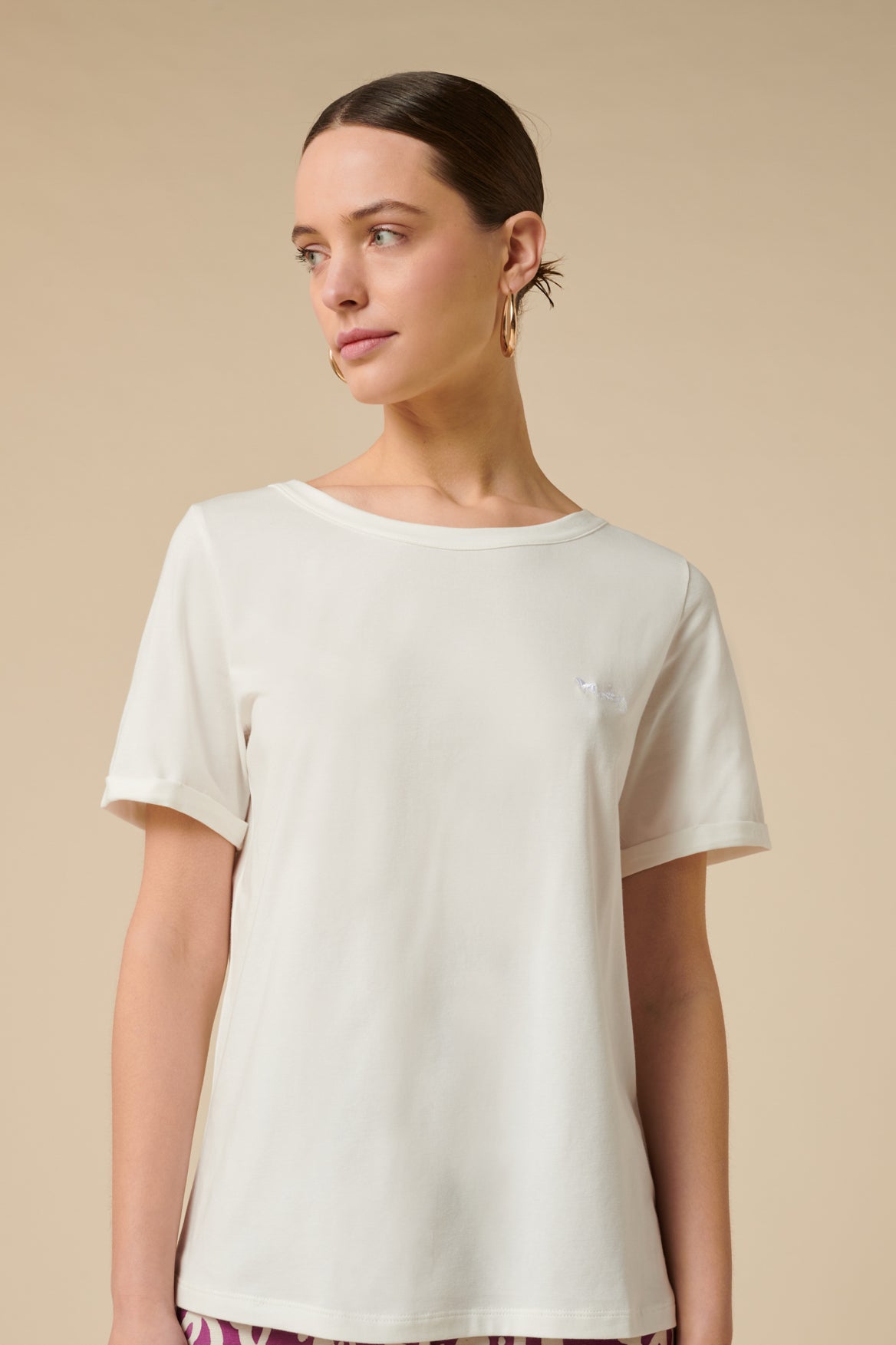 T-shirt col rond brodé