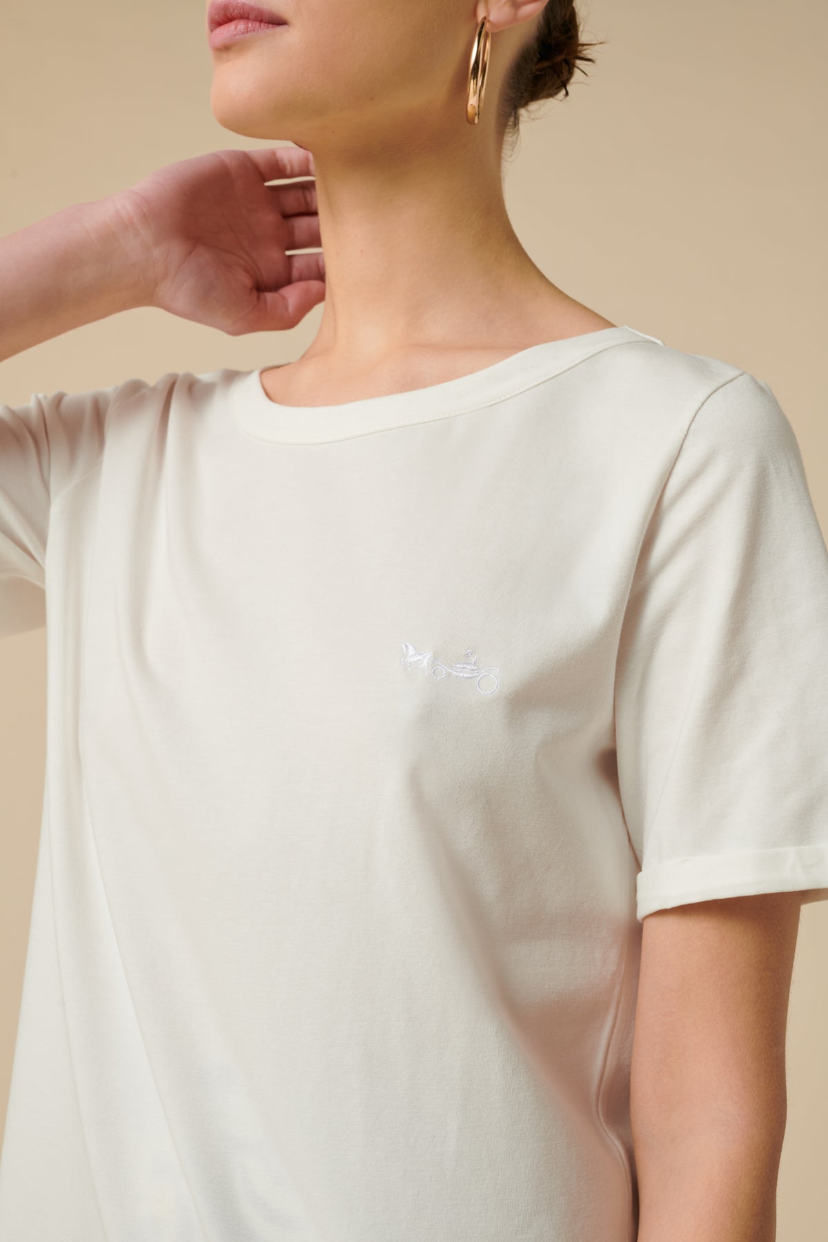 T-shirt col rond brodé