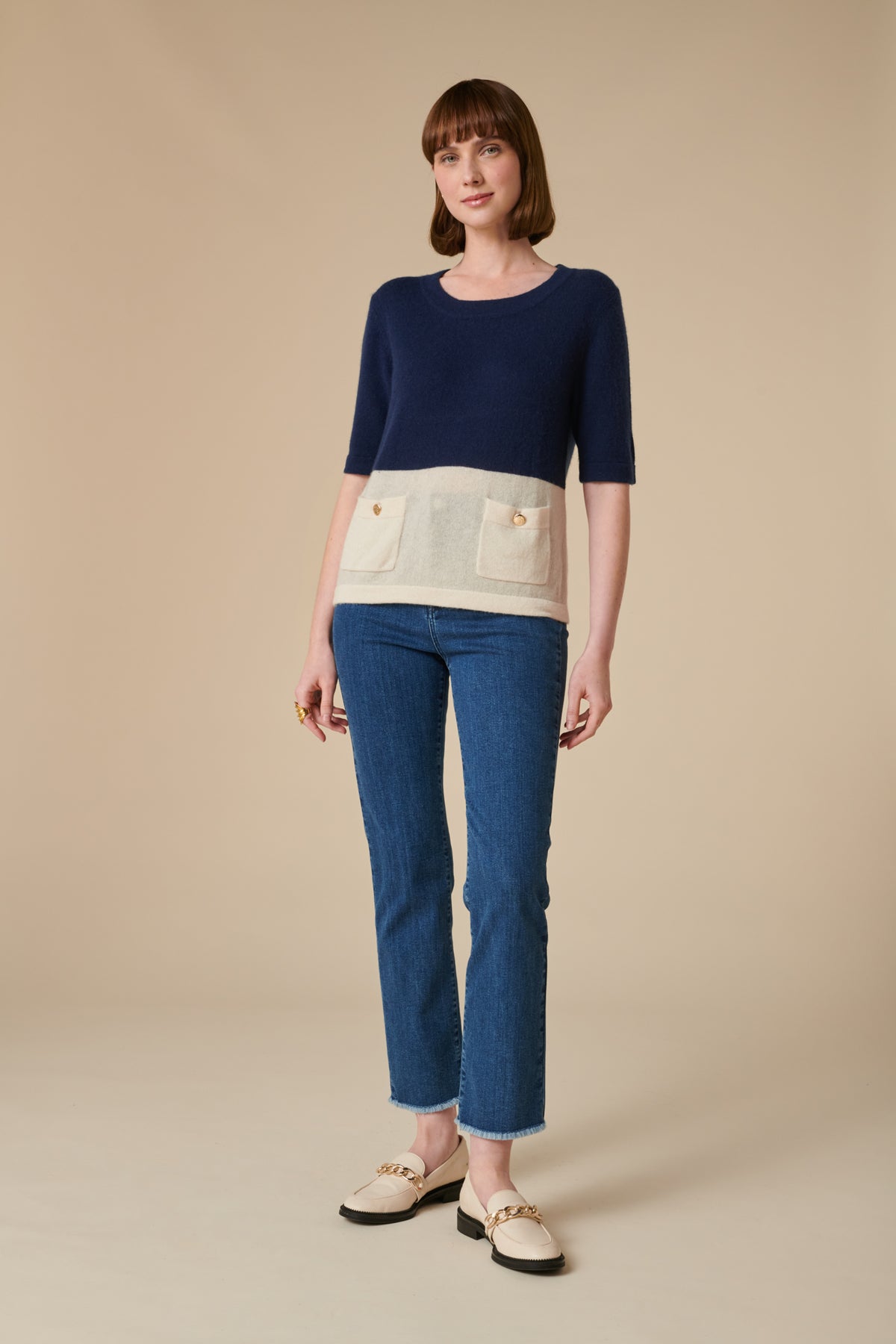 Pull bi-color en cachemire