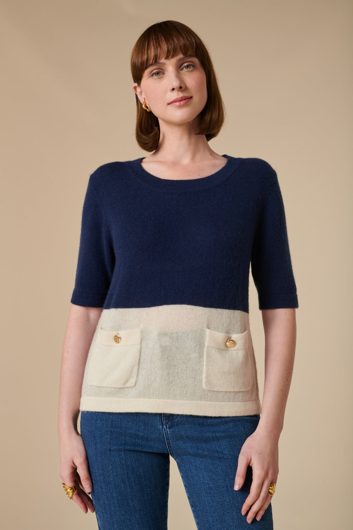 Pull bi-color en cachemire