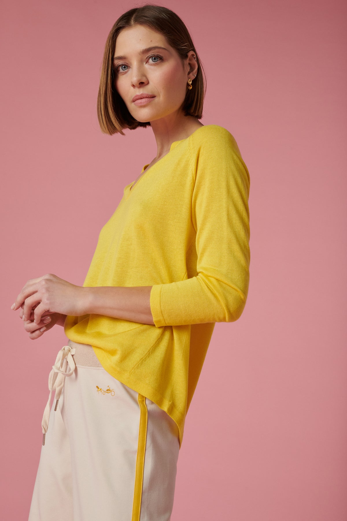 Pull col V en soie et cachemire