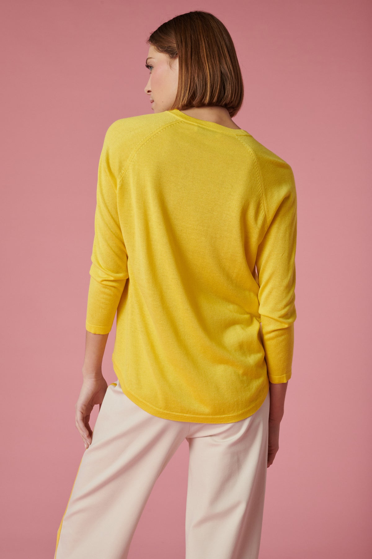 Pull col V en soie et cachemire