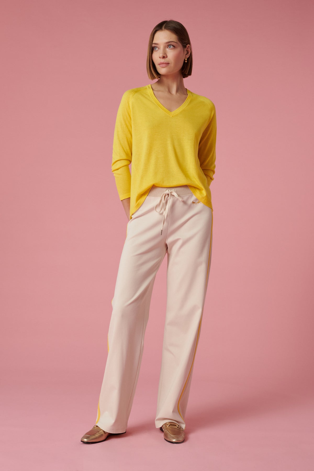Pull col V en soie et cachemire