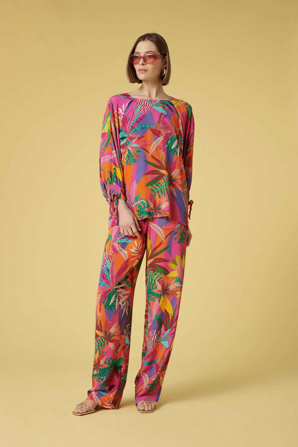 Pantalon large imprimé multico
