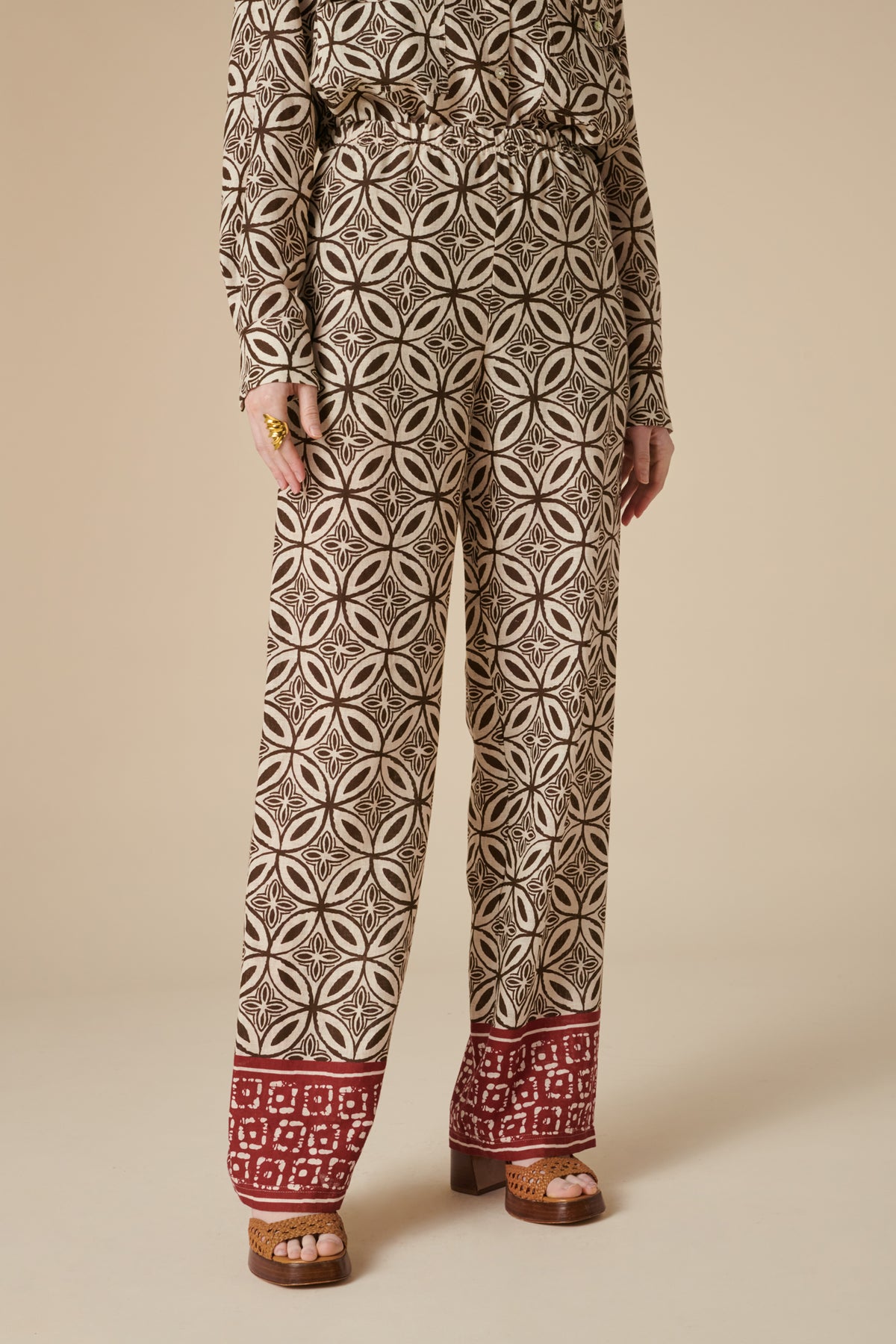 Pantalon large imprimé ethnique