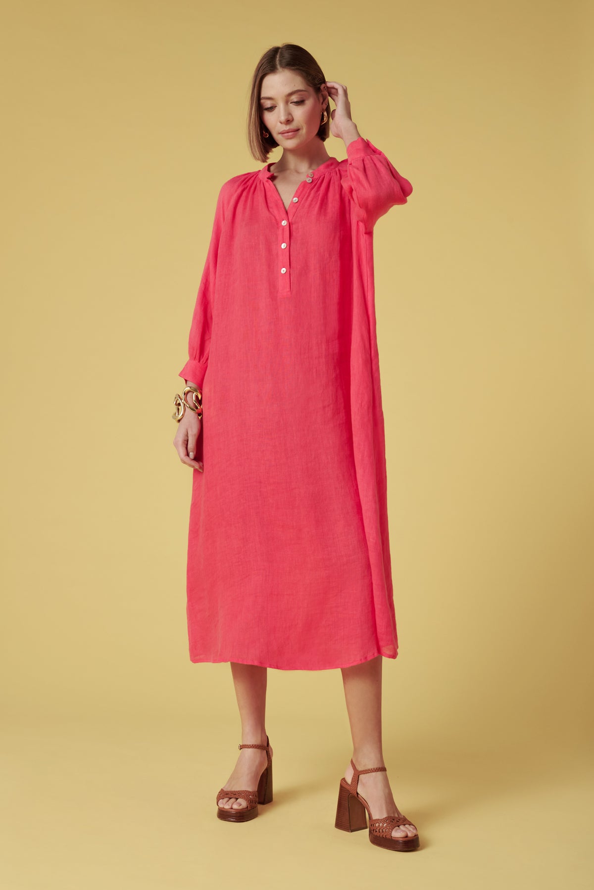 Robe longue en gaze de lin